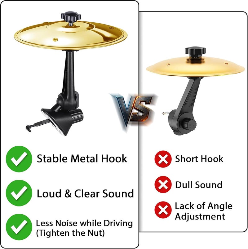 ALLCIFP Car Cymbal, Mini Car Cymbal for Air Vent, with Compact Drum Stick, Drum Crash Cymbal Accessory for Car Dash Interior Decoration, Golden, by - Image 2